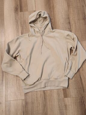PLENUM STUDIO Men's Beige Tan Pullover Hoodie Sweatshirt Size Small Neutral